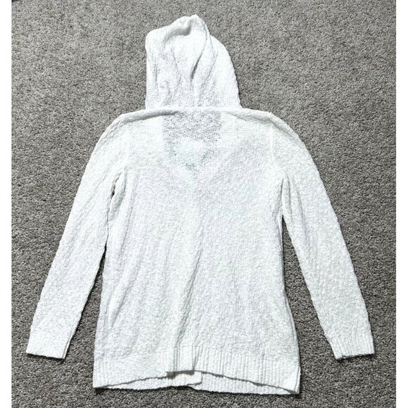 J.Jill Womens Sz S White Hooded Cardigan Sweater With Button Front & Ribbed Hem - Picture 7 of 9